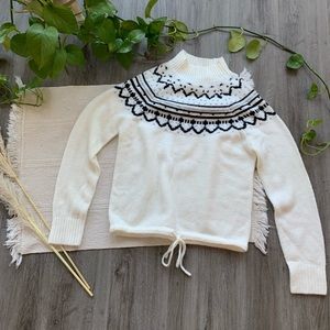 KIKIT White and Black Drawstring Waist Sweater